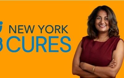 The logo for NY-CURES and a photo of Dr. Shruti Naik