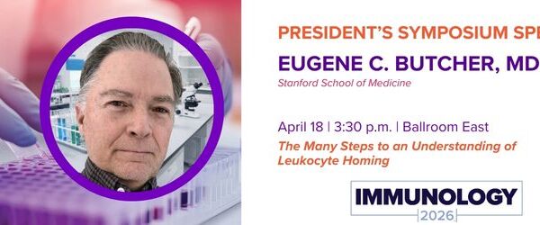 Headshot of Eugene Butcher and the details of his lecture