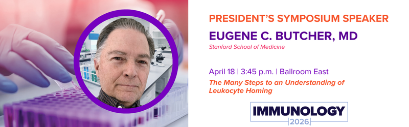 Headshot of Eugene Butcher and Details of the President's Symposium