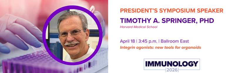 Timothy A. Springer, PhD, Harvard Medical School. President's Symposium Lecture: Integrin agonists: new tools for organoids