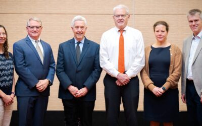 Lauren Ehrlich, Daniel Jernigan, Bruce Gellin, James Campbell, Marion Pepper, and Ulrich von Andrian at a session of the future of vaccine policy in the US.