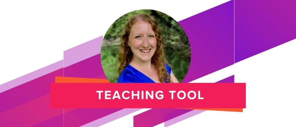 Headshot of Rebecca Clements with text "Teaching Tool"