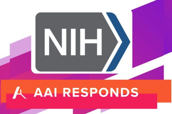 News graphic with NIH logo and "AAI Responds"
